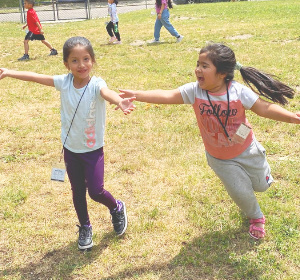 Girls playing at school